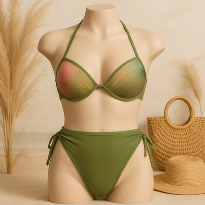 Flourish Buy 1 Get 1 Free Padded Sexy Plunge Tie Triangle Halter Bikini Set
