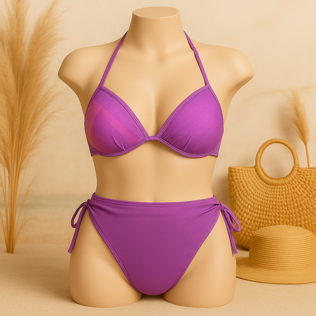 Flourish Buy 1 Get 1 Free Padded Sexy Plunge Tie Triangle Halter Bikini Set