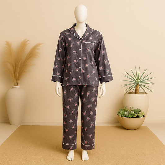 Flourish Summer  Cooling Linen 2-Piece Pajama Set  With Scrunchie