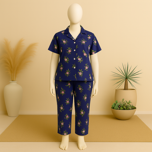 Flourish Summer  Cooling Linen 2-Piece Pajama Set  With Scrunchie