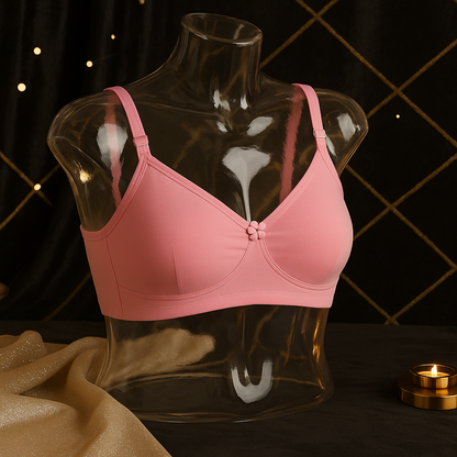 Flourish IMAGE-B High Quality 2-in-1 Cotton Bra with Free Invisible Straps – Soft, Pure, Comfortable & Full Coverage Non-Padded T-Shirt Bra