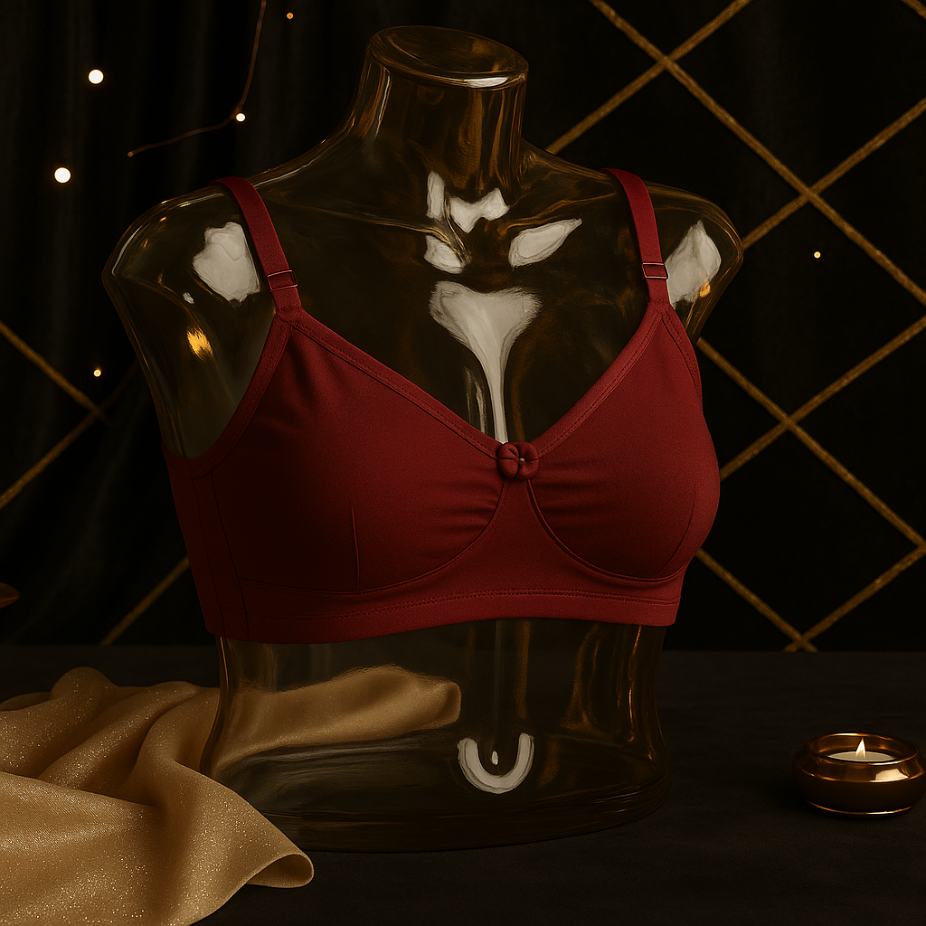 Flourish IMAGE-B High Quality 2-in-1 Cotton Bra with Free Invisible Straps – Soft, Pure, Comfortable & Full Coverage Non-Padded T-Shirt Bra