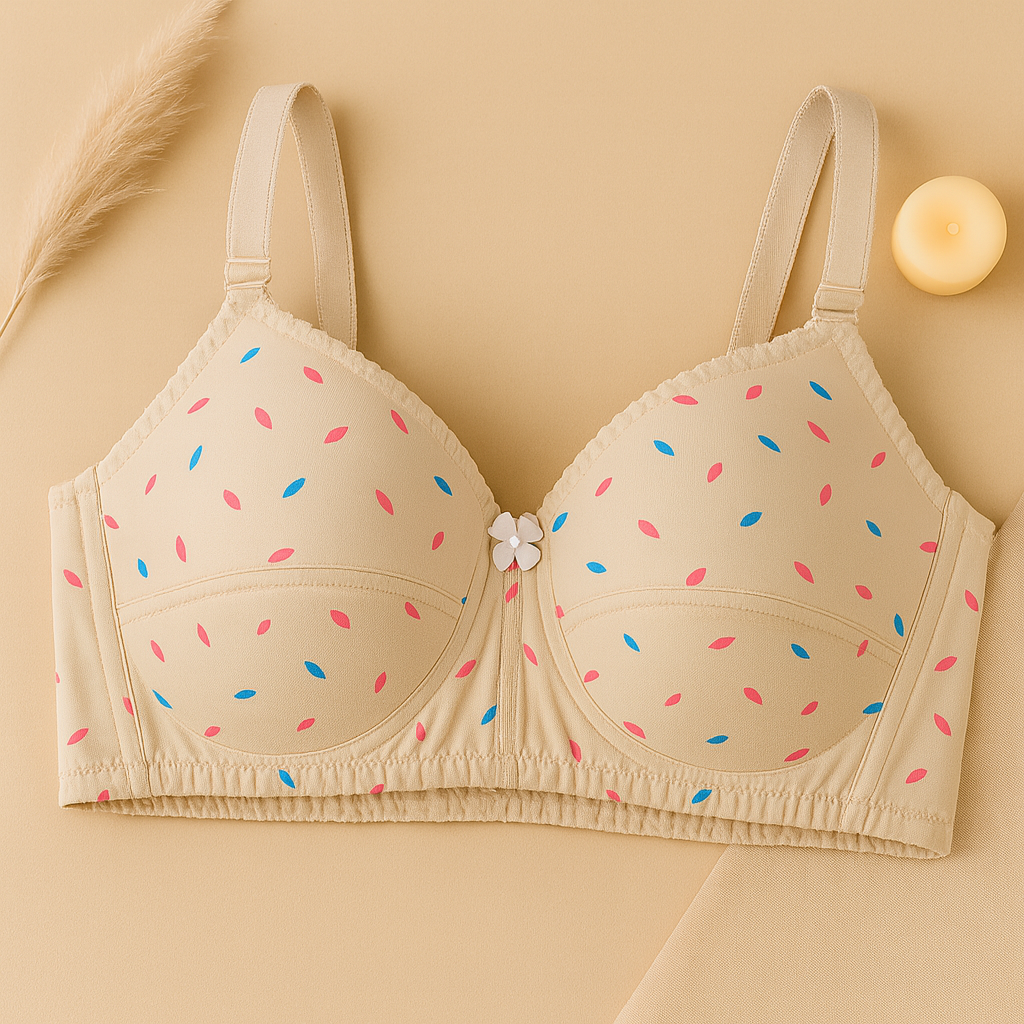 1 Pc Light Padded Cotton Printed  Soft & Breathable Bra