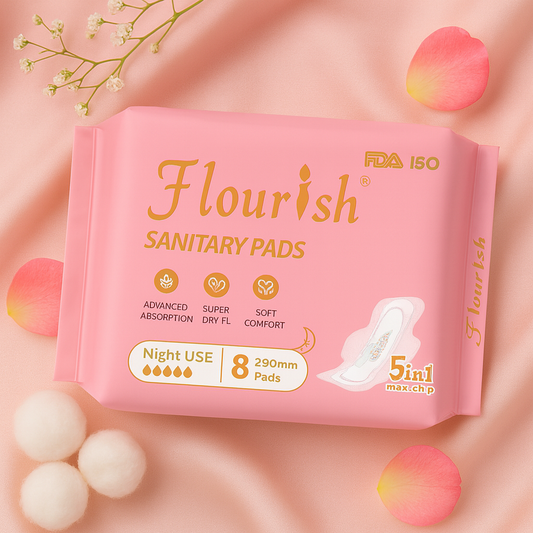 FLOURISH 290mm WINGLESS DAILY USE SANITARY PADS FOR GIRLS & WOMEN 8 PCS