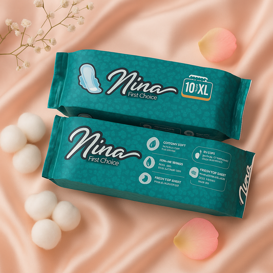 Nina First Choice Sanitary Pads (10 Pads) – Cottony Soft, 3D Core & Firm-Fit Wings