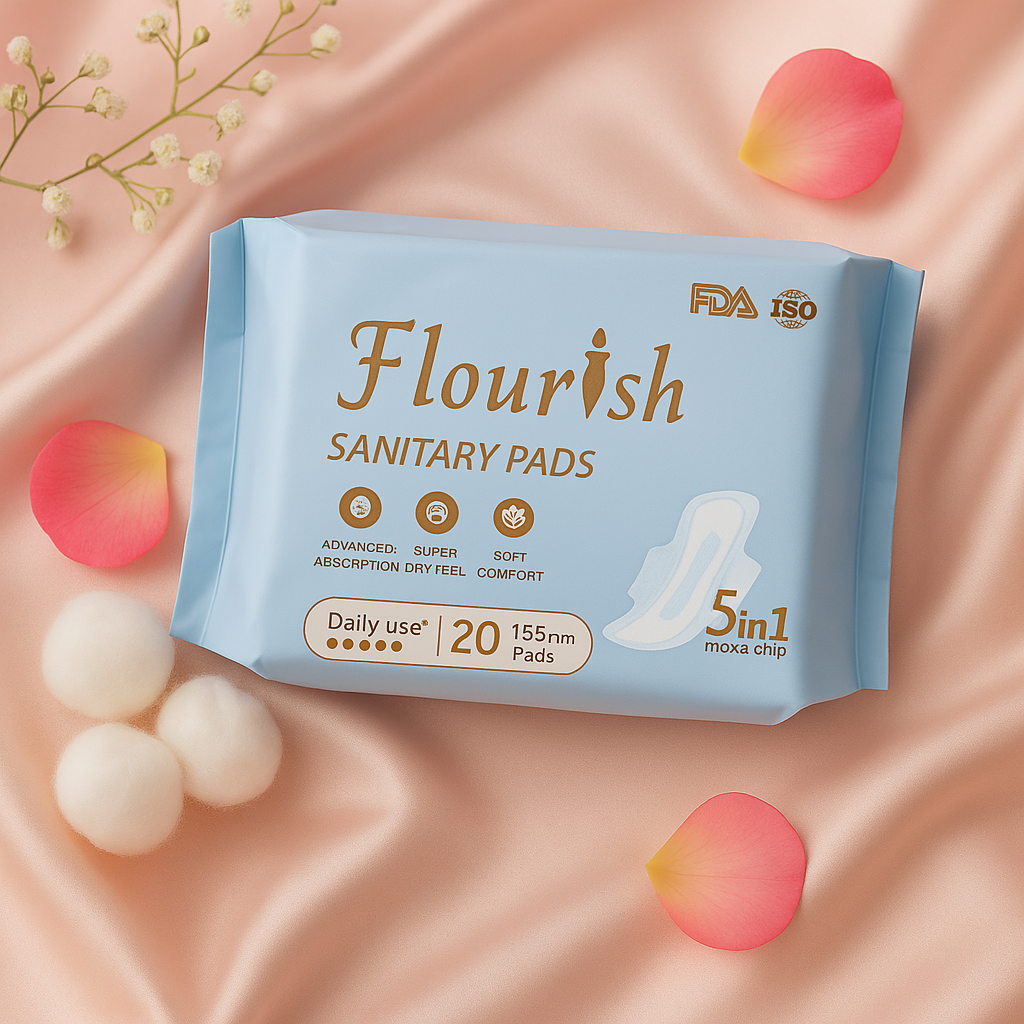 FLOURISH 155mm WINGLESS DAILY USE SANITARY PADS FOR GIRLS & WOMEN 20 PCS