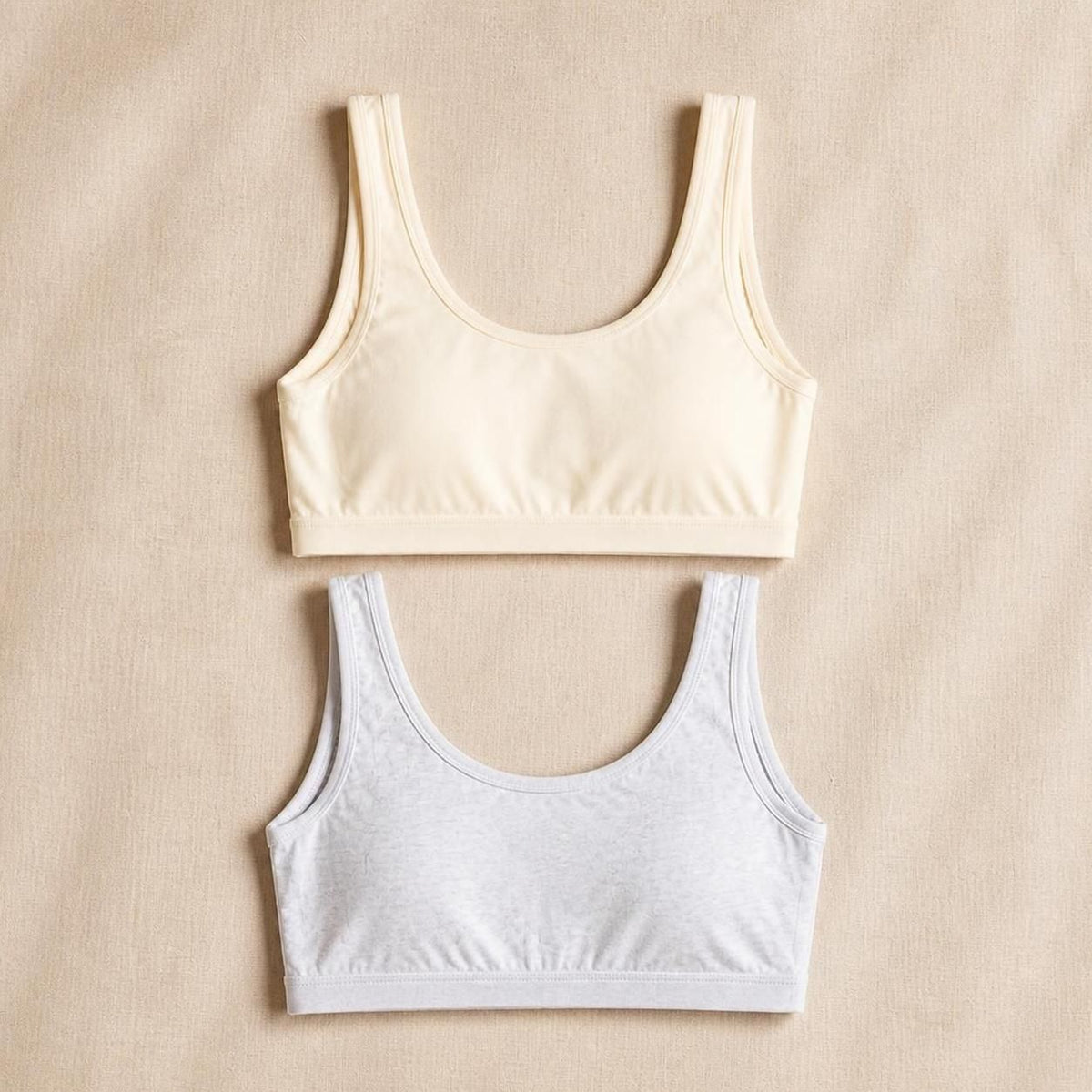 Girls’ Soft Cotton Camisole Bra – Pack of 2