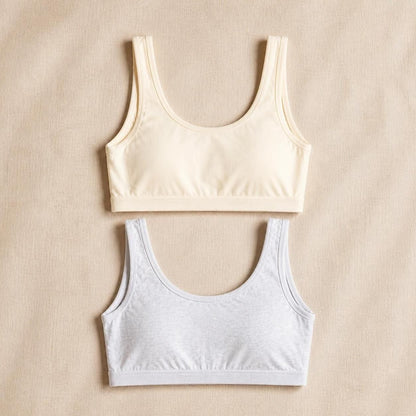Girls’ Soft Cotton Camisole Bra – Pack of 2