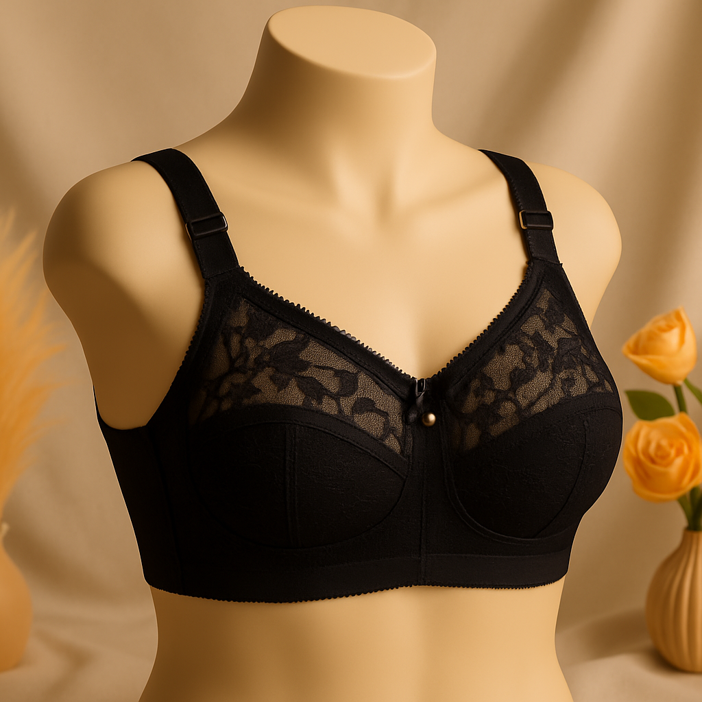 Flourish Disclosure non-padded full coverage plus size bra in black colour
