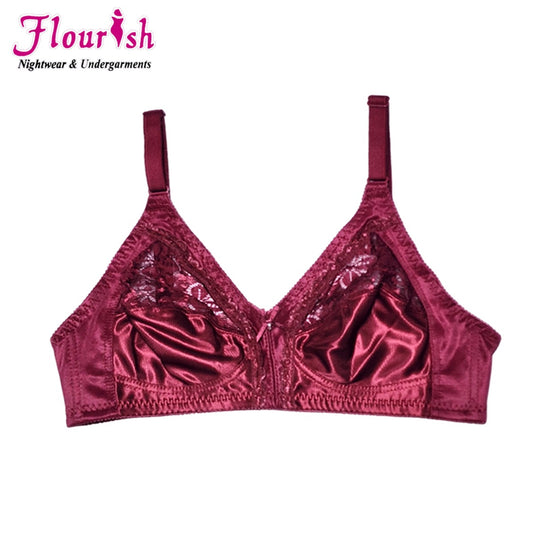 Flourish Nancy non-padded half net style bra in maroon colour