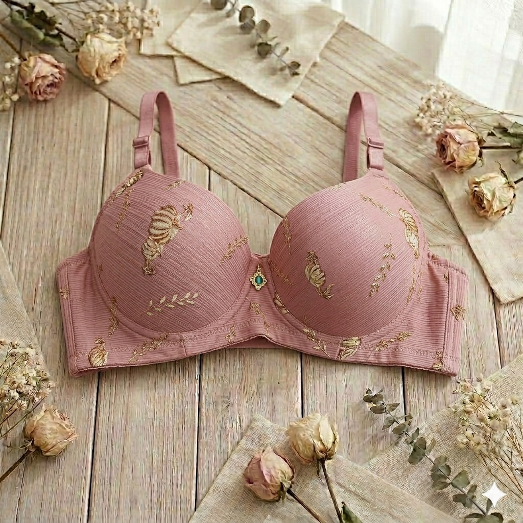 Pack of 2 Flourish  Elegant Embroidered Floral Padded Comfort Bra – Soft Texture & Premium Shape -937