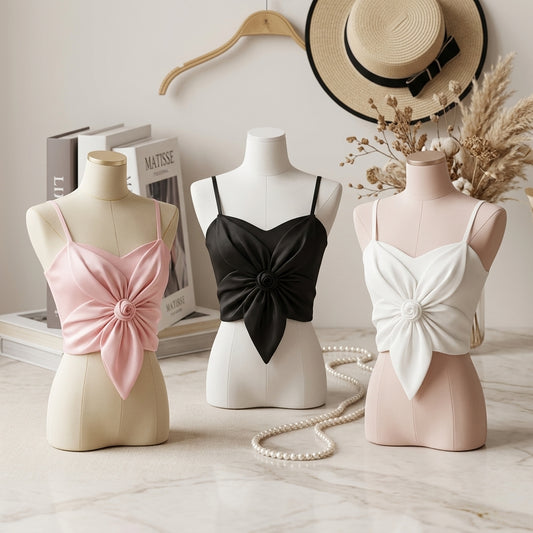 Flourish Satin Big Bow Flower Bra Top – Soft Padded, Adjustable, Elegant Party Wear Top for Girls & Women