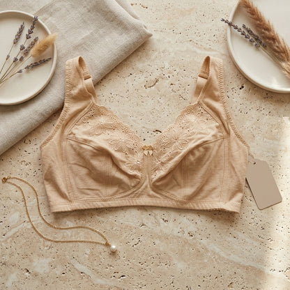 Flourish Floral Embroidered Non-Padded Bra (Art No. 230627) - Cream