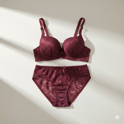 Flourish Lace Padded Bra & Panty Set – Elegant Floral Design with Underwire Support 715