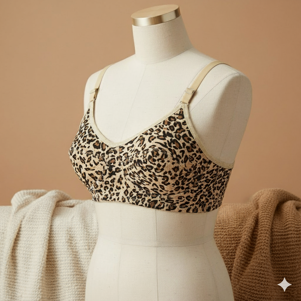 Pack Of 3 Non Padded Leopard Print Cotton Bra – Everyday Comfort Fit