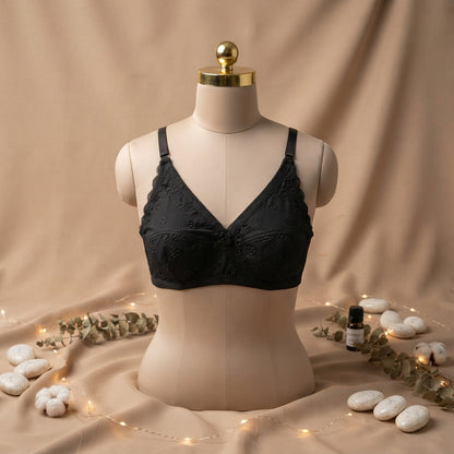Cotton Non-Padded Floral Embroidered Bra – Soft Everyday Comfort |  X-OVER