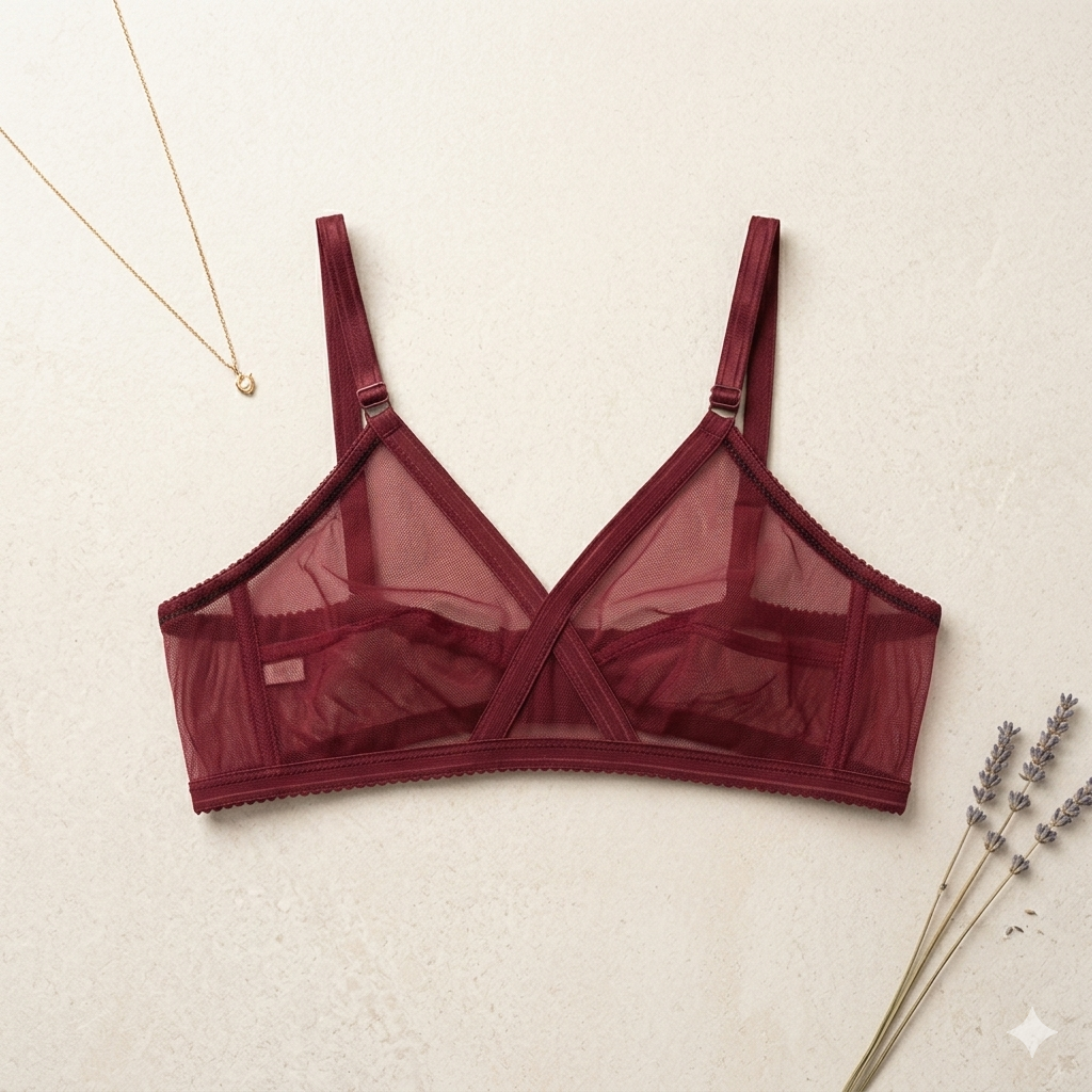 Flourish Non-Padded & Non-Wired Cotton Full Cover Full Net Transparent Bra