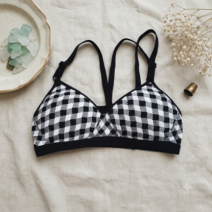 Flourish Cotton Check Print Lightly Padded Bra – Soft Everyday Comfort with Adjustable Straps