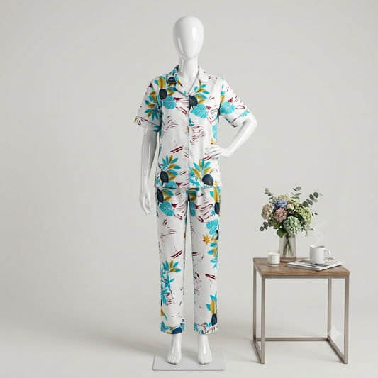 Premium Luxury 2-Piece Short-Sleeve Lounge & Sleepwear Night Suit Set COR-9888