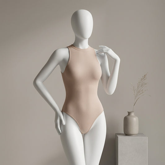 Seamless High-Neck Ribbed Bodysuit – Postpartum & Tummy Sculpting Shaper -FP72