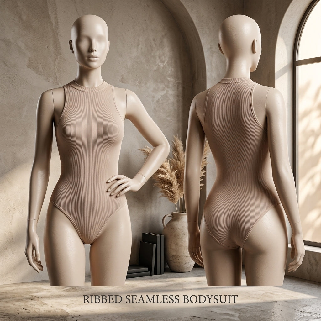 Seamless High-Neck Ribbed Bodysuit – Postpartum & Tummy Sculpting Shaper -FP72