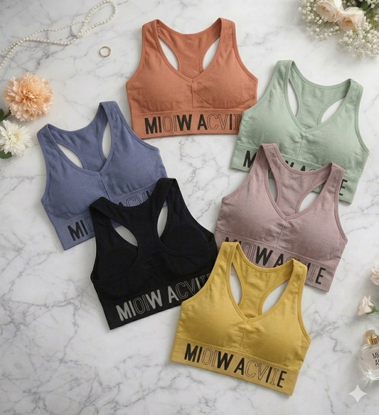 Flourish Pack of 3 Padded Soft Comfort Sports Bra – Stretchable Breathable Fabric