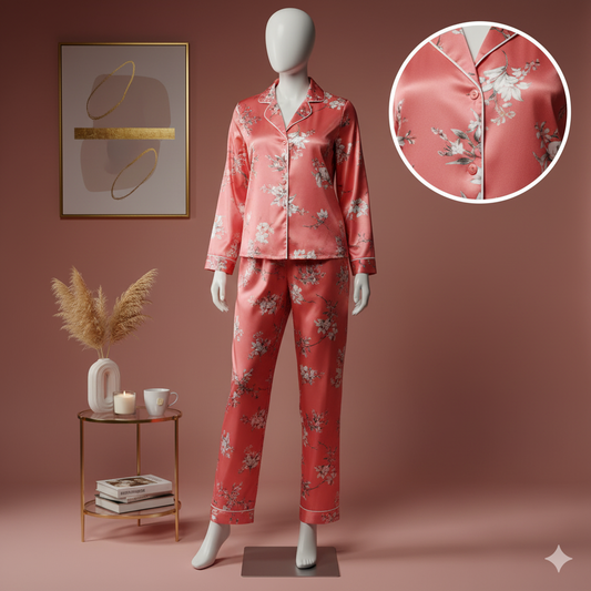 Flourish Women’s Linen Pajama Set – 2-Piece Sunshine Dreams Print Nightwear