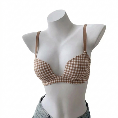 Pack of 2 Fashionable Deep U Push-Up Soft Support Bra 3D Shaping for Small Breasts Comic Bust Big Maker Soft Women's Underwear Seamless