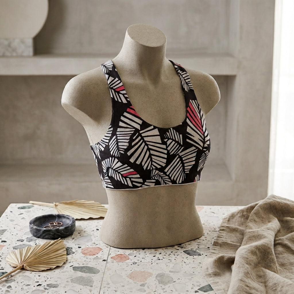 Geo-Leaf Active Bra / Modern Botanical Sports Bra -F89