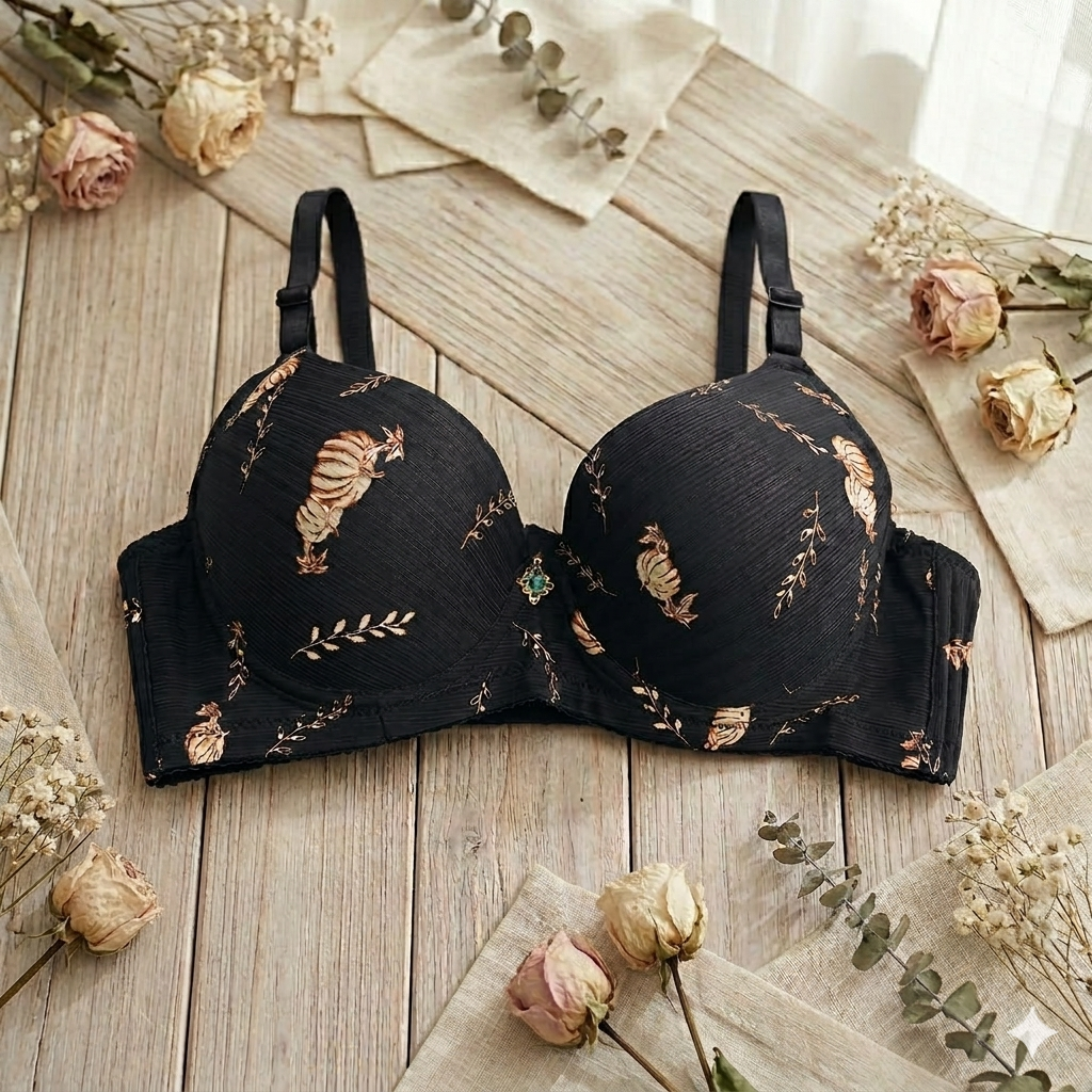 Pack of 2 Flourish  Elegant Embroidered Floral Padded Comfort Bra – Soft Texture & Premium Shape -937