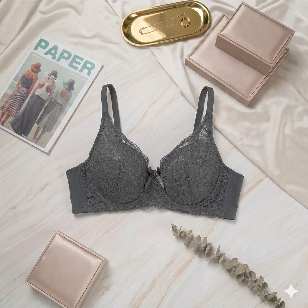 Flourish  Pack of 3 Light Padded Lace Bra– Comfortable Everyday Support Bra for Women