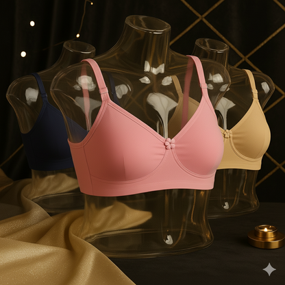 Flourish IMAGE-B High Quality 2-in-1 Cotton Bra with Free Invisible Straps – Soft, Pure, Comfortable & Full Coverage Non-Padded T-Shirt Bra