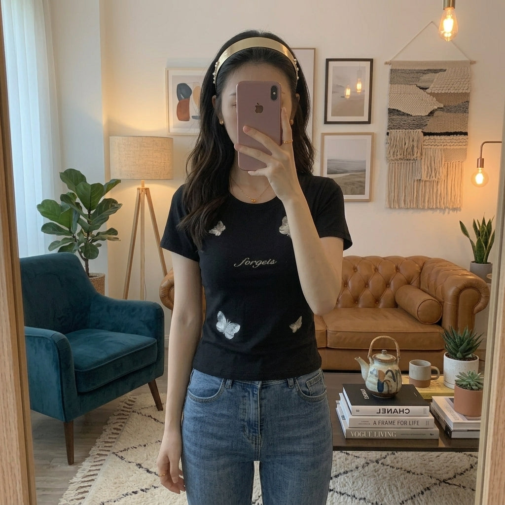 Women’s Butterfly Printed Casual T-Shirt 8507