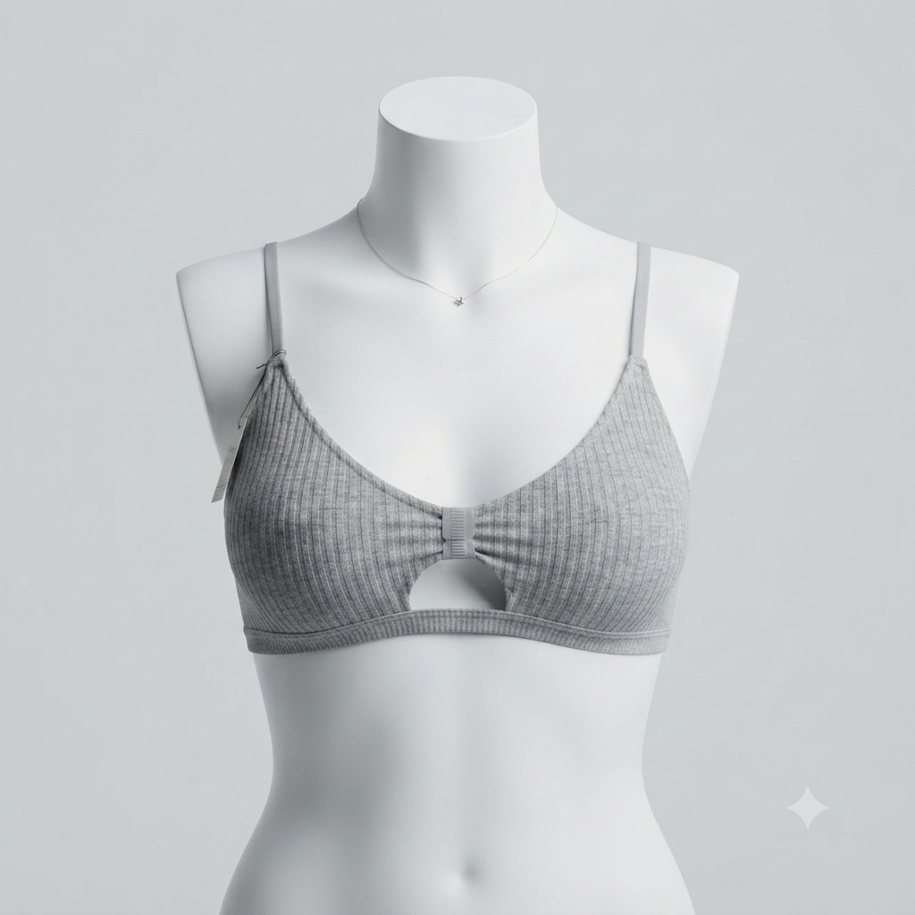 New Ribbed Seamless Bralette – Double Strap Wireless Everyday Comfort Bra