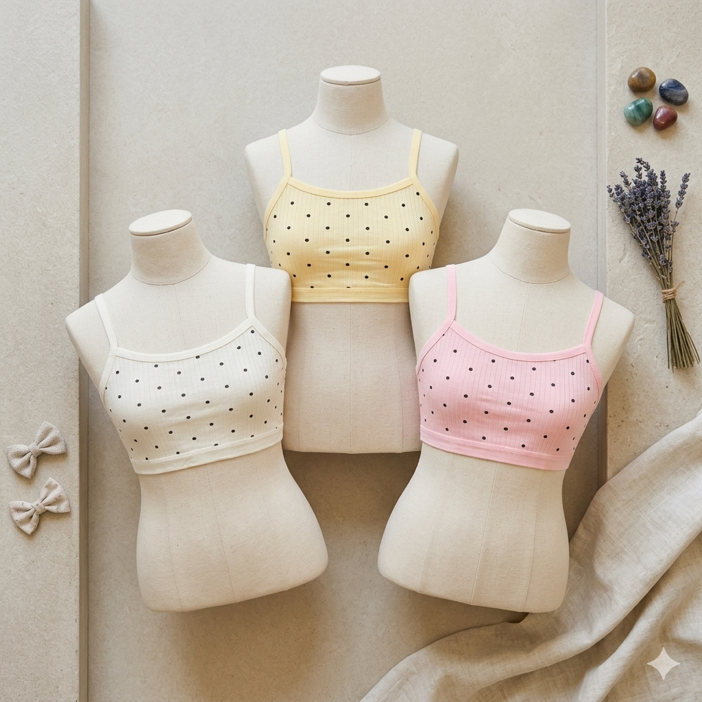 Flourish Pack of 3 Girls Soft Cotton Ribbed Training Bra Pack (Non-Padded) -K0081