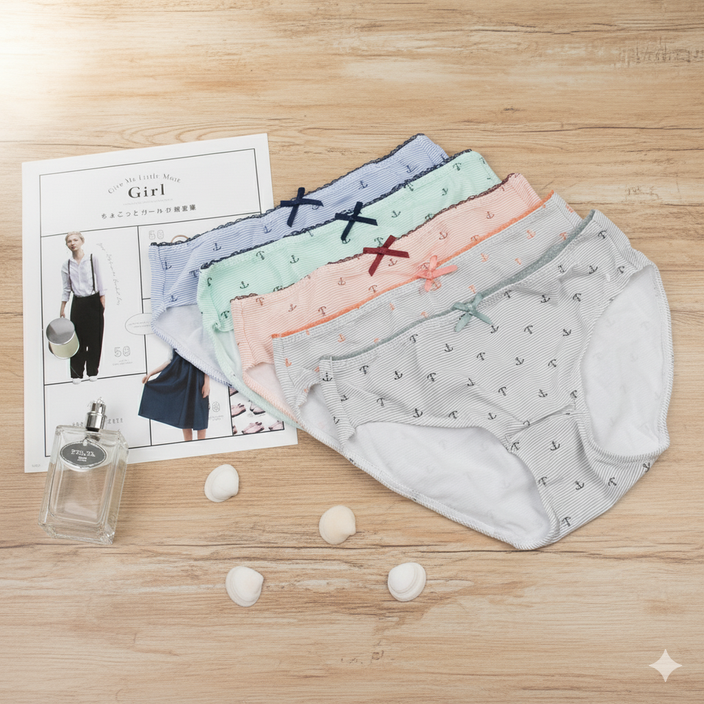 Flourish Pack of 5 Anchor Print Cotton Panty– Soft, Cute & Everyday Comfort Panties for Girls