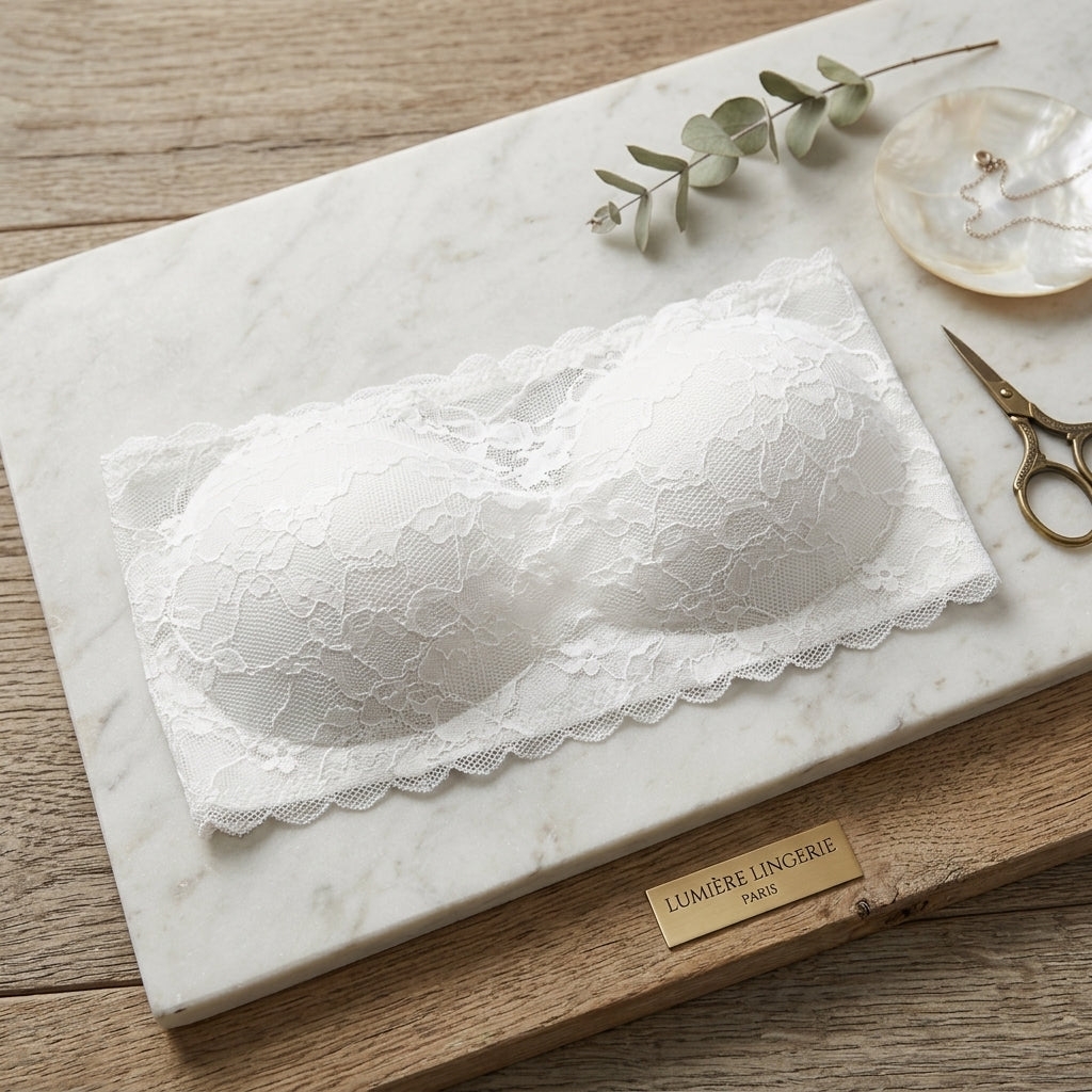 New Women's Black Lace Strapless Tube Bra – Soft Stretch Bandeau Bralette