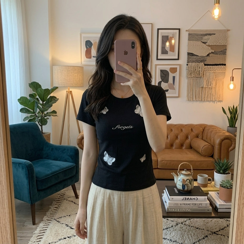 Women’s Butterfly Printed Casual T-Shirt 8507