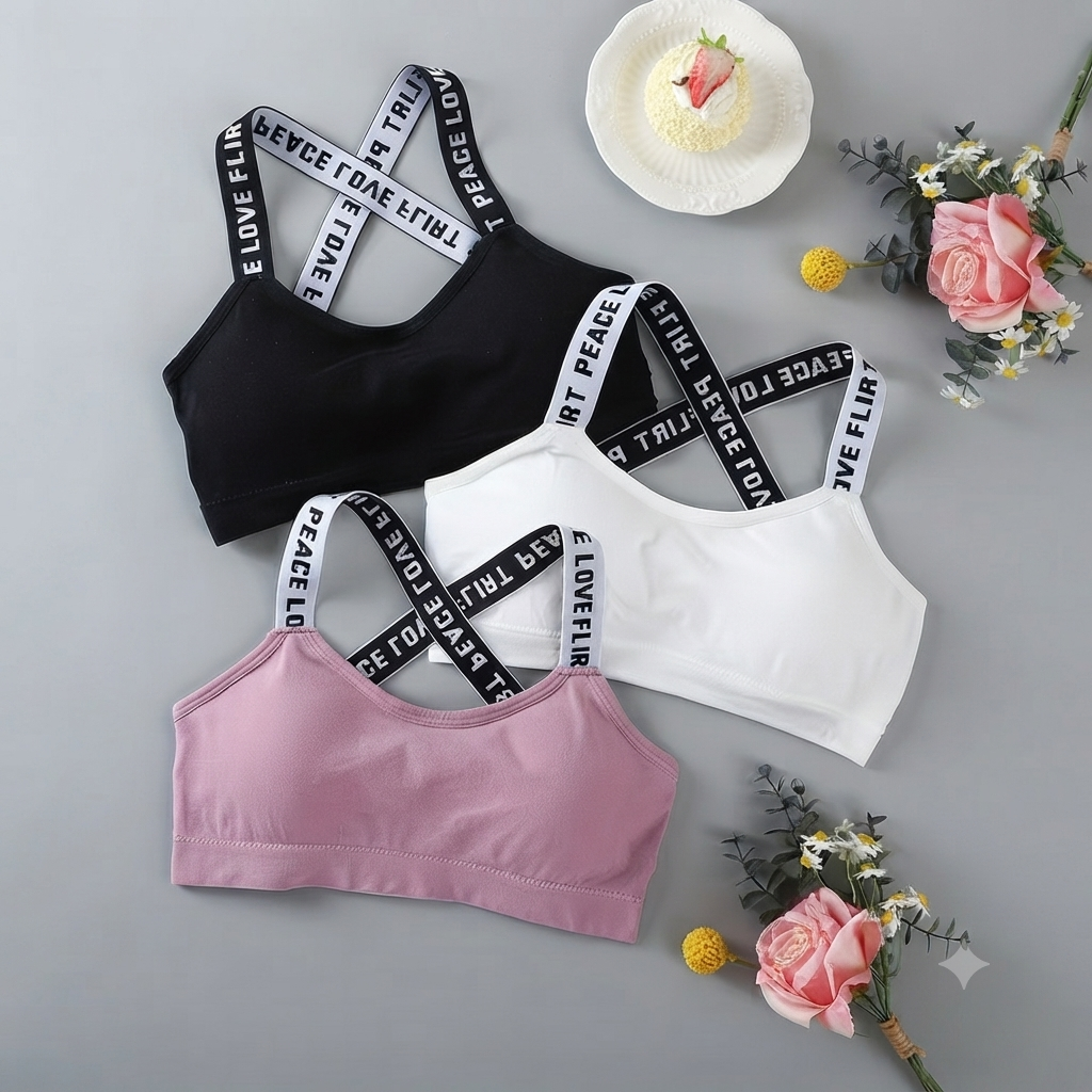 Pack of 3 "Peace Love Flirt" Women’s Sports Bra