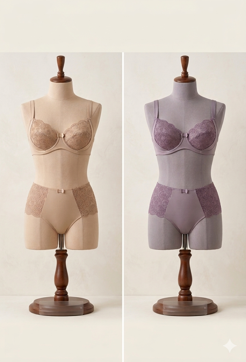 Flourish Leonisa Lace Non-Padded Wired & Demi Coverage Bra Panty Set