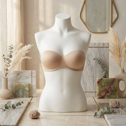 Seamless Strapless Padded Bra with Extension Hook – Beige