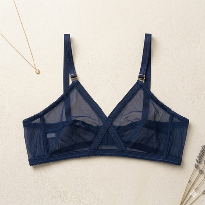 Flourish Non-Padded & Non-Wired Cotton Full Cover Full Net Transparent Bra