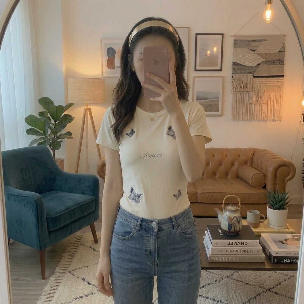 Women’s Butterfly Printed Casual T-Shirt 8507