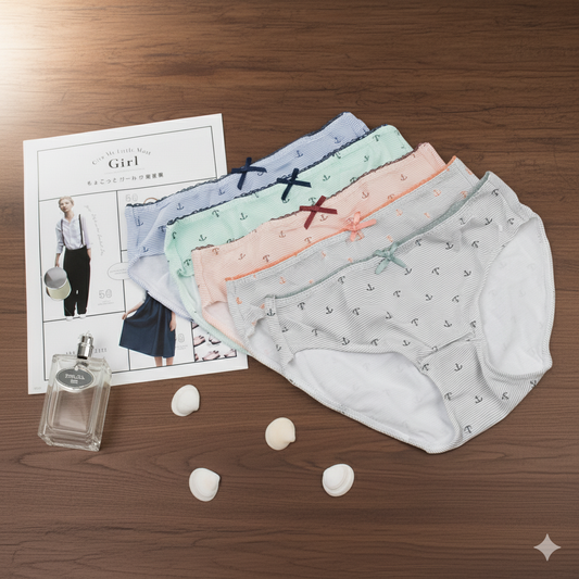 Flourish Pack of 5 Anchor Print Cotton Panty– Soft, Cute & Everyday Comfort Panties for Girls
