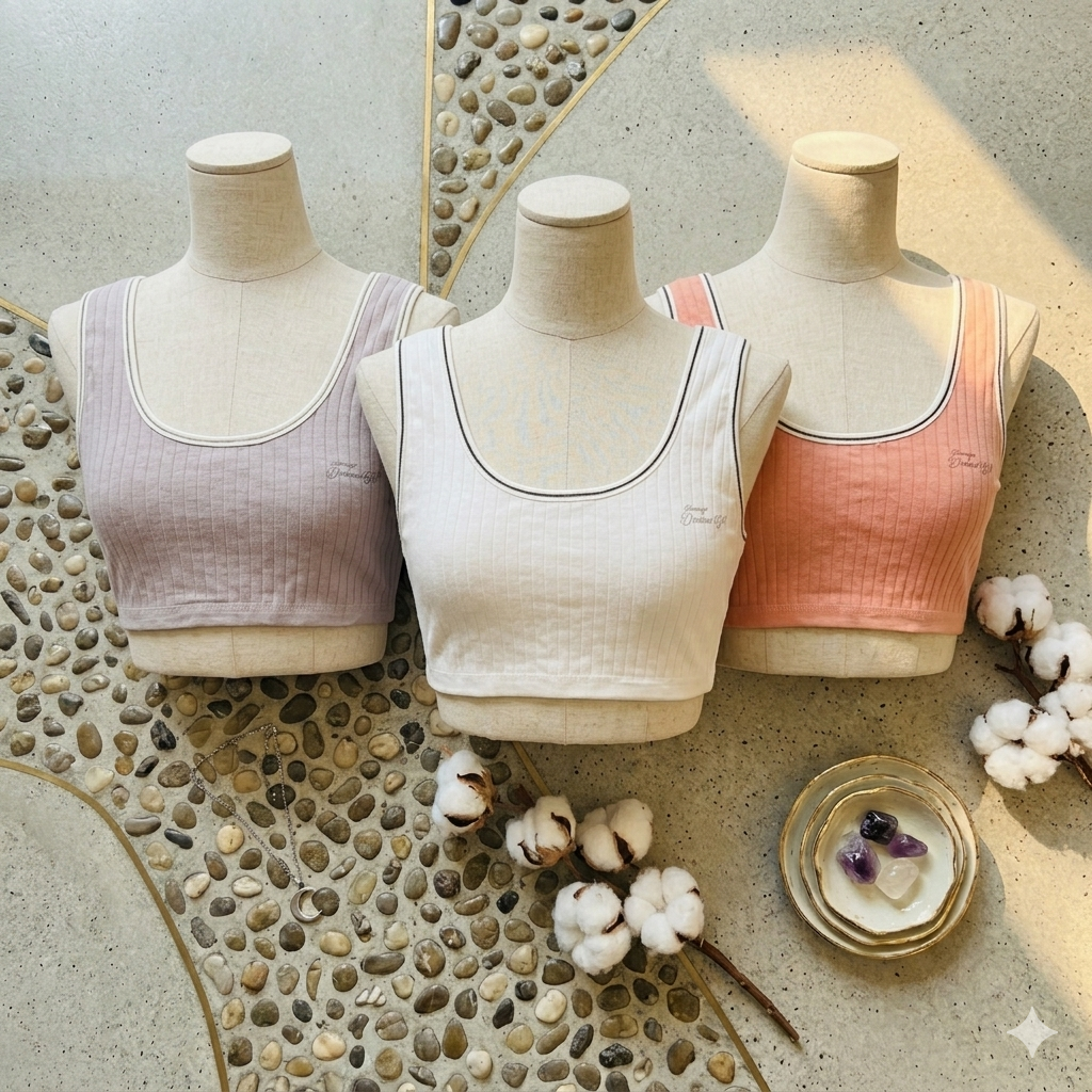 Flourish pack of 3 Teenagers Scoop Neck Ribbed Crop Bra Pack (Non-Padded) K-940