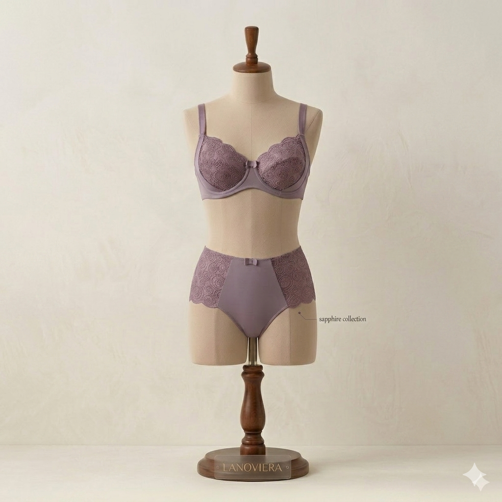 Flourish Leonisa Lace Non-Padded Wired & Demi Coverage Bra Panty Set