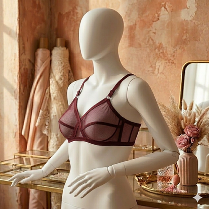 Pack Of 2 Non-Padded & Non-Wired Cotton Full Cover Full Net Transparent Bra