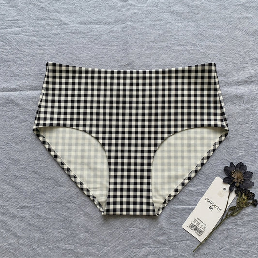 Women's Gingham Check High-Waisted Seamless Briefs / Comfort Fit Panties