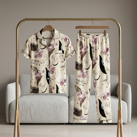 Premium Luxury 2-Piece Short-Sleeve Lounge & Sleepwear Night Suit Set COR-9887