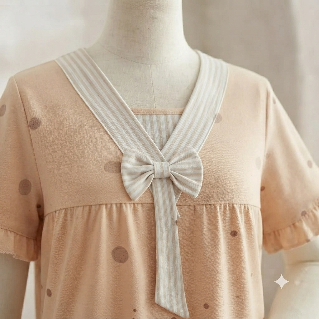 Women's Round Neck Short Sleeve Ruffle Trim Solid Color Nightwear Pajamas - Soft & Comfortable